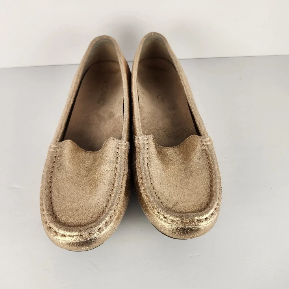 Vionic Women's Comfy Preppy Metallic Rose‎ Gold Slip-On Shoes Size 8